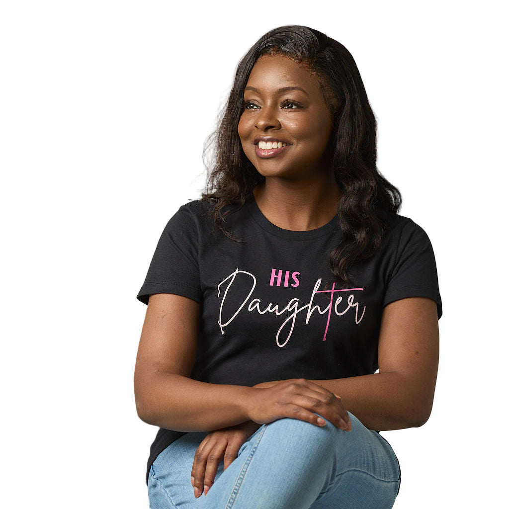 HIS Daughter – Women’s Christian T-Shirt (Black / Light Pink & Fuchsia)