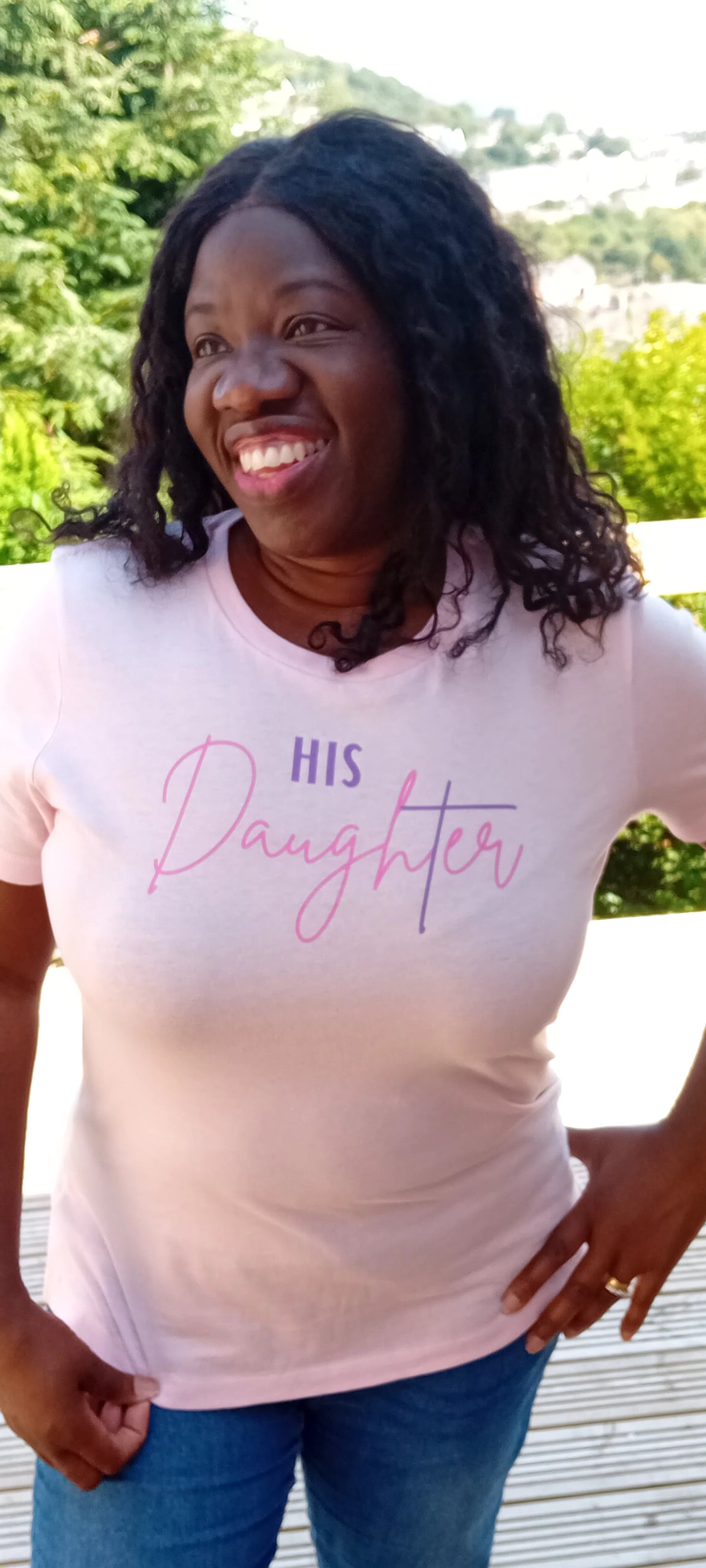 HIS Daughter – Women’s Christian T-Shirt (Soft Pink /Purple & Bright Pink)