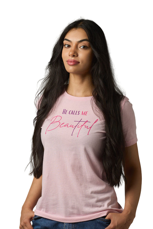 HE CALLS ME Beautiful Pink/ —Faith-Inspired Cross Design in Purple & Fuchsia